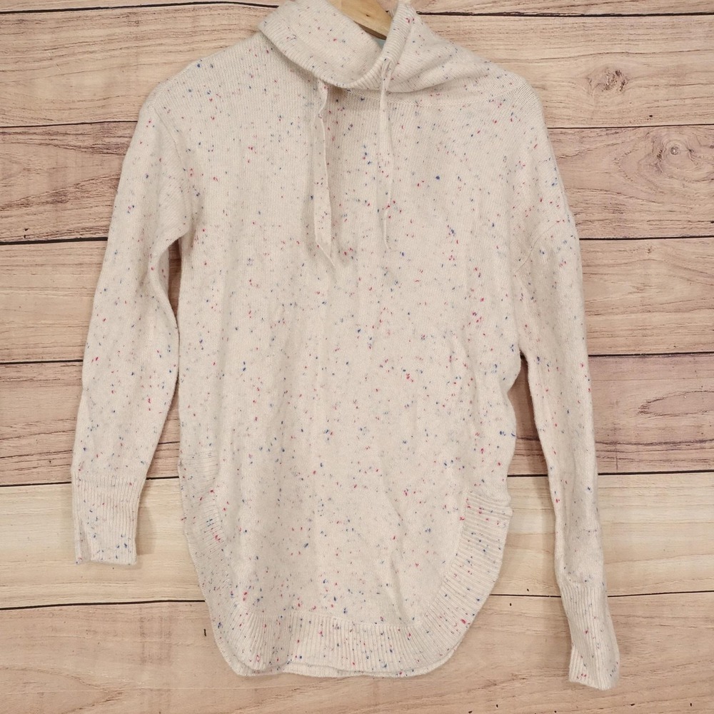New! LOFT Sweater Womens XS Petite White Cowl Neck Knit Pullover Speckled